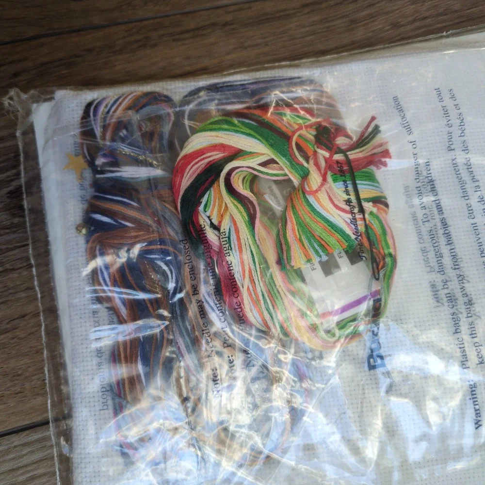 NOS Vtg 90's Bucilla Christmas Stocking Kit Santa Sleigh Toy Cross Stitch 84105